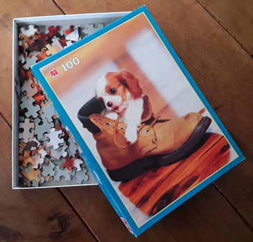 Jumbo puzzel - puppy in schoen (Cavalier King Charles Spaniel) - 1