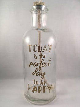 Olielamp (glas) met quote Today is the perfect day to be happy - 0