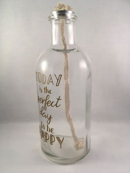 Olielamp (glas) met quote Today is the perfect day to be happy - 1