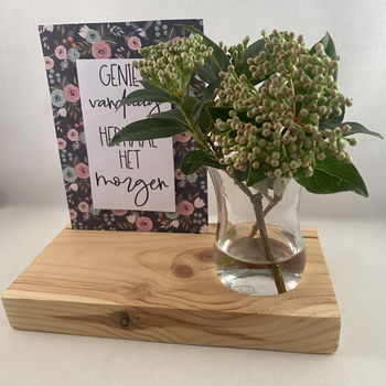 decoratie set houten standaard & quote kaart & vaasje adv 3 - 1