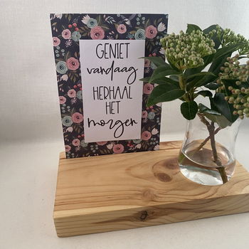 decoratie set houten standaard & quote kaart & vaasje adv 3 - 2