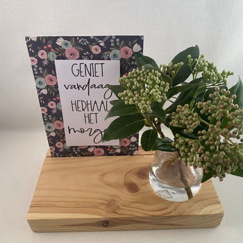 decoratie set houten standaard & quote kaart & vaasje adv 3 - 3