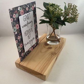 decoratie set houten standaard & quote kaart & vaasje adv 3 - 4