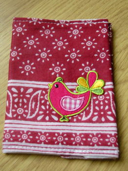 Paspoort hoesje; thema; roze met vogeltje - 0