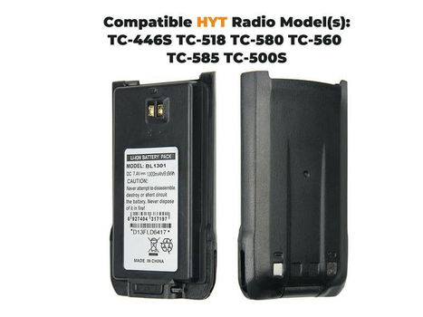 BL1301 Batterij voor HYT TC-446S TC-518 TC-580 TC-560 TC-585 - 0