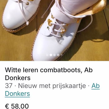 Witte leren combat boots, Ab Donkers - 4