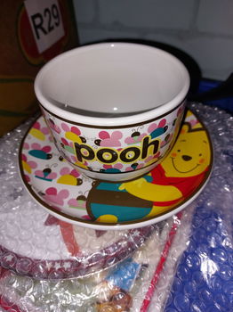 Disney winnie de pooh grote kop en schotel/voorraadpot - 0