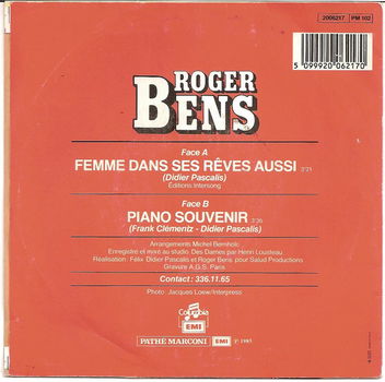 Roger Bens ‎– Femme Dans Ses Rêves Aussi // EUROVISIE SONGFESTIVAL - 1