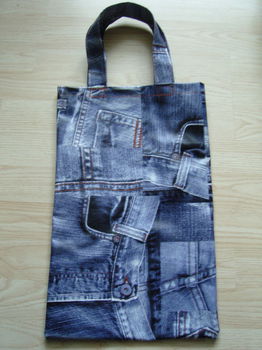 shopper / tas van tafelzeil lang leve Jeans / Denim - 1