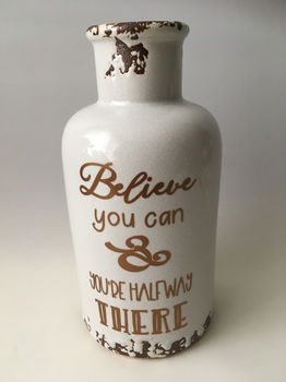 Vaas crème met brons & quote Believe you can & you're..... - 0