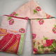 Ovenwanten (dubbele variant) bloemen roze patchwork - 3 - Thumbnail