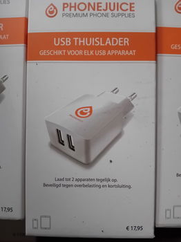 Partij 20 x Phonejuice USB Thuislader Nieuw - 0