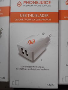 Partij 20 x Phonejuice USB Thuislader Nieuw