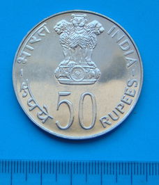 India - 50 rupee 1975 - Jaar v.d. Vrouw - zilver, Unc