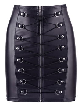 Wetlook Mini Rok - Zwart - 2