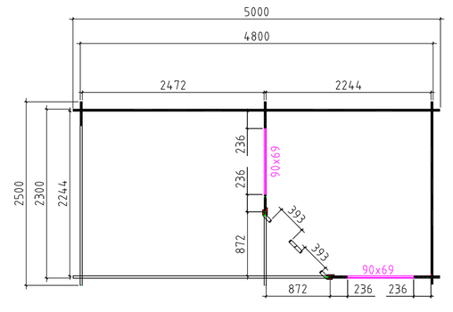 Tuinhuis-Blokhut 2555 Z Plus: 500 x 250 x 257 cm - 1