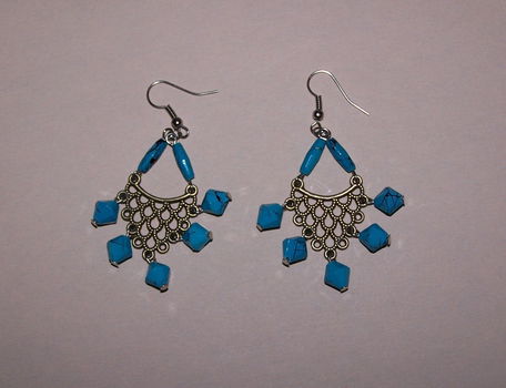 Grote turquoise oorbellen - 0
