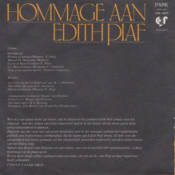 Conny Vandenbos ‎– Hommage Aan Edith Piaf //NEDERLANDS // FRANS // - 1