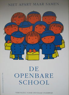 Dick Bruna Poster: De openbare school. Niet apart maar samen