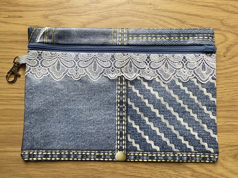 etui (make-up) van tafelzeil jeans denim spijkerbroek adv 3 - 0