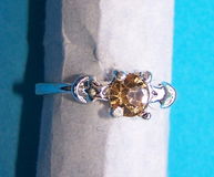 Tibet zilveren ring met barnsteen Swarovski, model I, maat 17,5