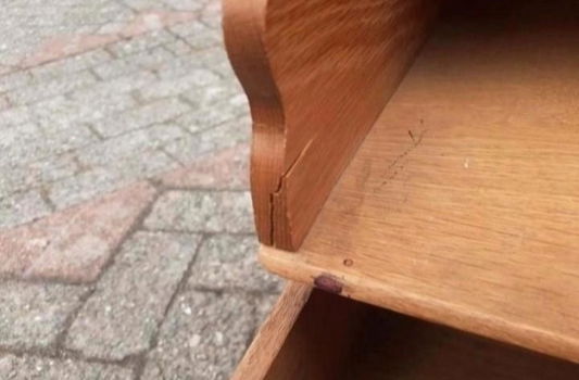 Antieke oude houten roldeurkast - 5