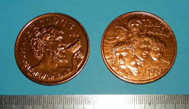 Mardi Gras dubloen Krewe of Bacchus 1988 - goud - 0