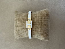 Goud met witte H letter bangle armband verguld en waterproof