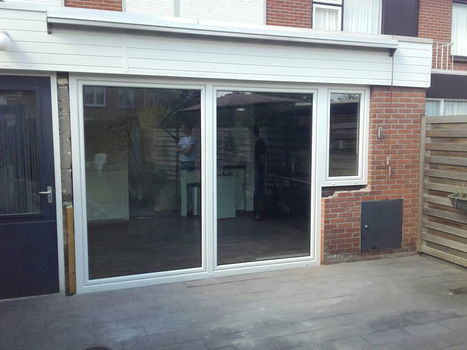 Op voorraad. 2 delige kantel schuifpuien in wit kunststof 2500 x 2150 - 3