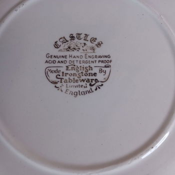 Servies: Engels Bruin Old Britain Castles - gebakschaal met 22 bordjes - 1