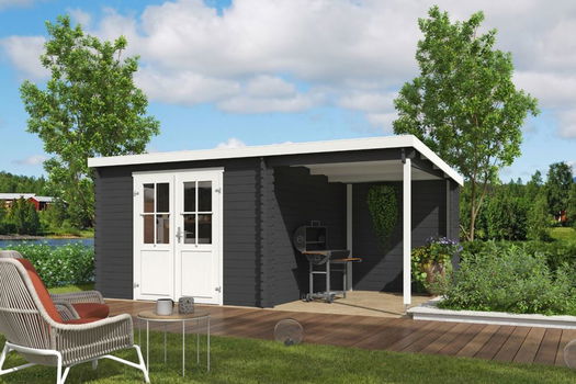 Blokhut met overkapping Tampa 481X292 onbehandeld vuren - 1