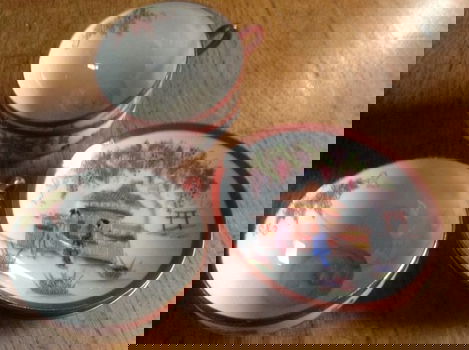 Chinees porcelein, 3 kop en schotels - erg oud, heel dun, eierschaal, porcelein - 0
