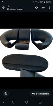 Zwart lederen ovale design loungebank - 1