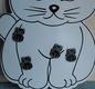 Vintage magneetbord Kat met 4 kattenmagneten - 1 - Thumbnail