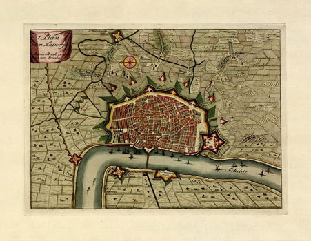 Kaart van Antwerpen - Anna Beeck - 17e eeuw - overdruk - 0
