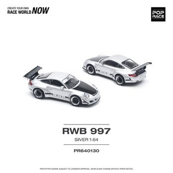 Porsche RWB 997 silver 1:64 Pop Race 105 - 4