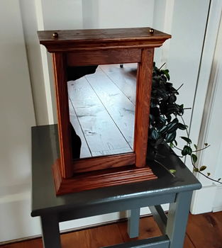 Houten sleutelkastje met spiegel - Oisterwijk- eikenhout - e - 1