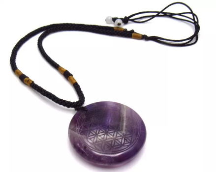 Koordketting met grote amethist - 0