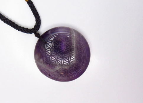Koordketting met grote amethist - 1