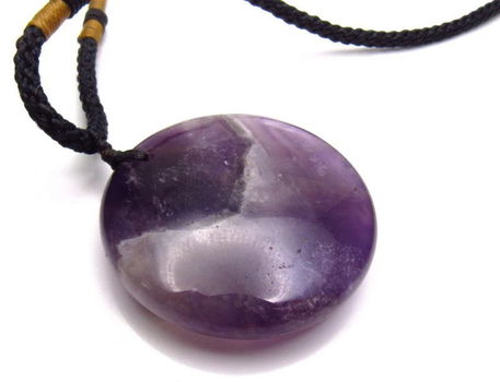 Koordketting met grote amethist - 2