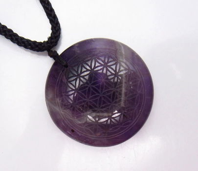 Koordketting met grote amethist - 3
