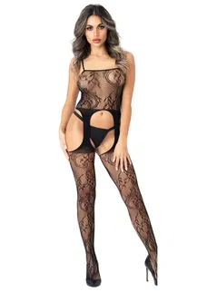 Bodystocking met Open Kruis - Zwart S-L