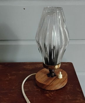Retro vintage tafellamp - houten voet - mid-century - 2