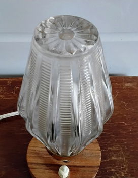 Retro vintage tafellamp - houten voet - mid-century - 3