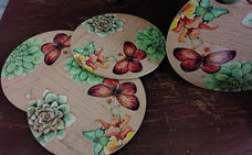 4 kurken onderzetters natuur - By Jet Ter Steege - vlinders, succulent