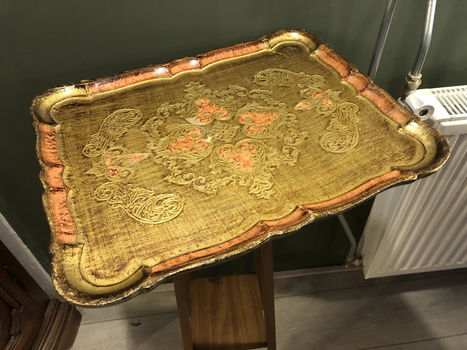 Groot Venetiaans / Florentijns Dienblad in Oud Roze/Goud. - 0