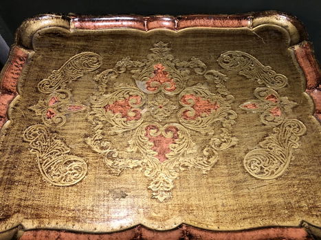 Groot Venetiaans / Florentijns Dienblad in Oud Roze/Goud. - 3