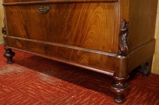 Antiek bureau Biedermeier schrijfkabinet Strak buro mahonie houten klep secretaire - 6
