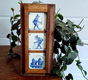 3 Delfts blauwe tegeltjes in eikenhouten lijst- eiken - 0 - Thumbnail