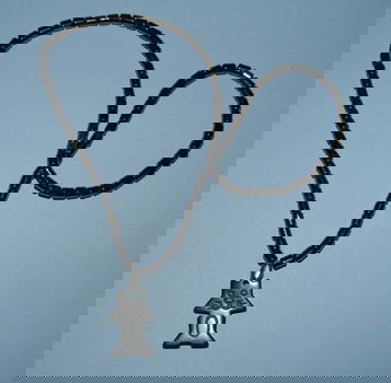 Hematiet collier met poes hanger - 0